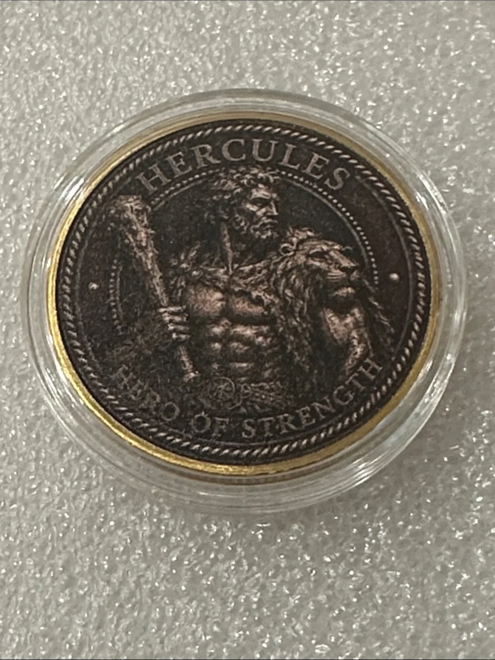 Hercules Medallion Coin – Two-Tone Bronze and Gold Finish
